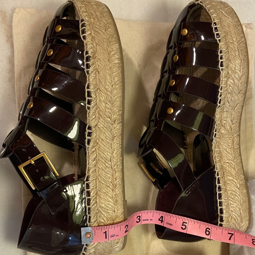 Tory Burch Black Patent Espadrille Sandals - Picture 10 of 10